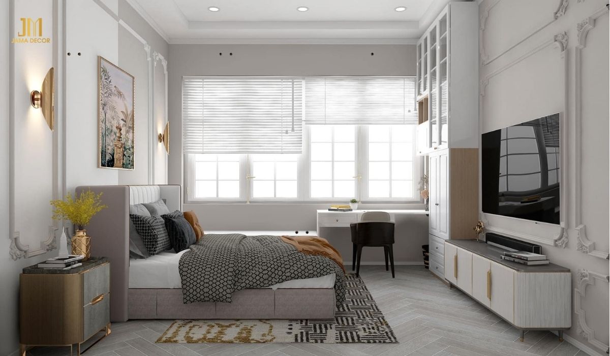 Combo nội thất giường, kệ tivi, tab đầu giường, bàn trang điểm