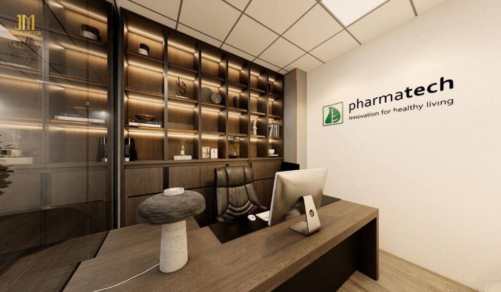 Báo giá thiết kế thi công nội thất văn phòng trọn gói TP HCM 23 Phòng giám đốc công ty Pharmatech