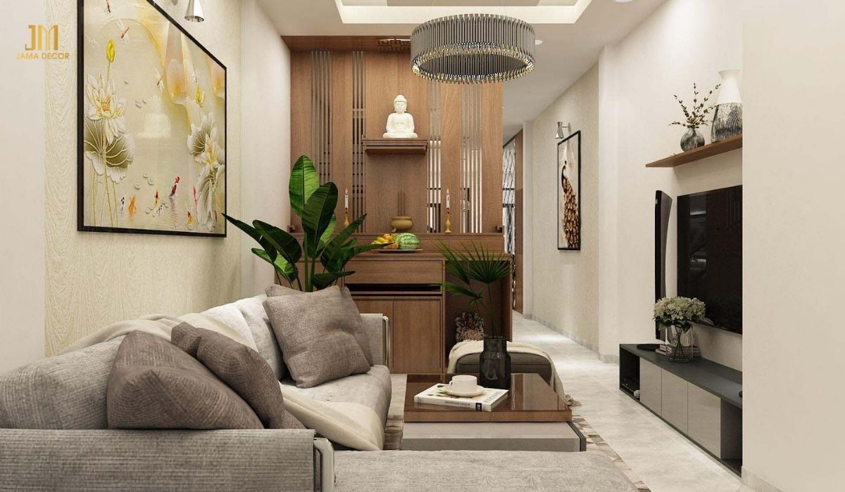 Trang trí phòng khách bằng những đồ trang trí như tranh ảnh và cây xanh sẽ giúp tạo điểm nhấn cho căn phòng và mang đến cảm giác tươi mới, sinh động