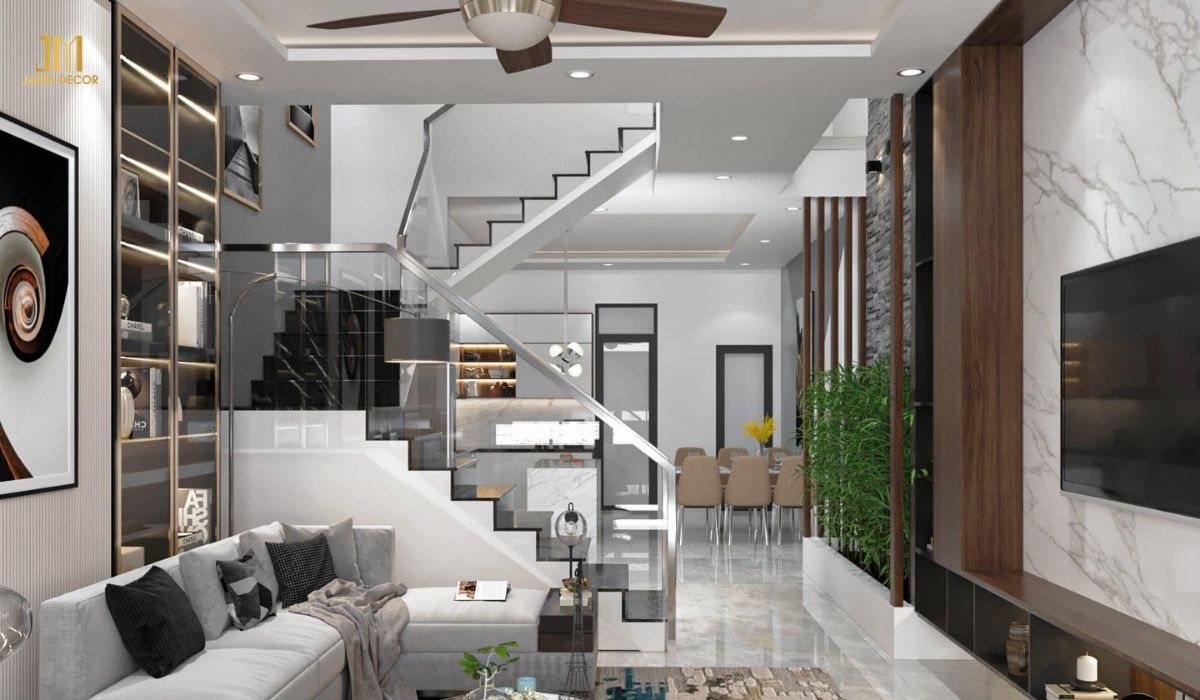 Cây xanh có thể được đặt ở nhiều vị trí trong phòng khách như bên cạnh sofa, kệ tivi, góc phòng