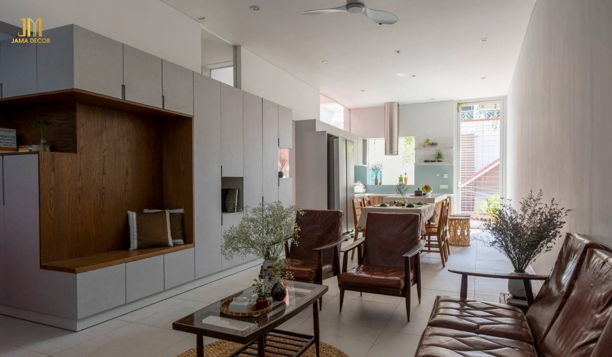 Sofa da màu nâu là một lựa chọn tuyệt vời cho phòng khách