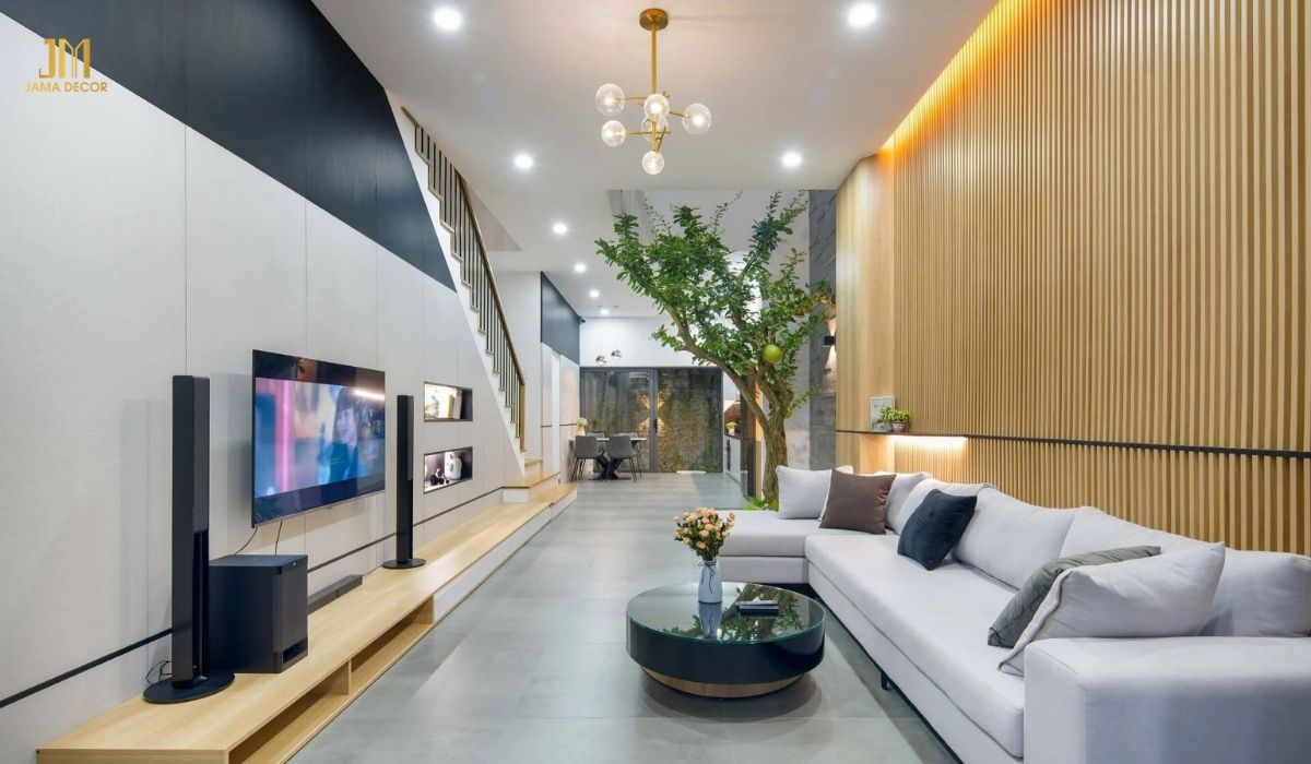 Sử dụng đèn LED kết hợp với vách tường sẽ mang đến hiệu quả trang trí tuyệt vời, giúp không gian trở nên hiện đại, sang trọng và thu hút