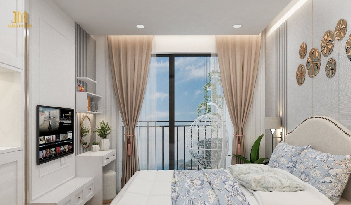 Sử dụng các gam màu trung tính như trắng, kem, be làm nền tảng và điểm xuyết bằng những gam màu vàng gold, đồng để tạo điểm nhấn sang trọng