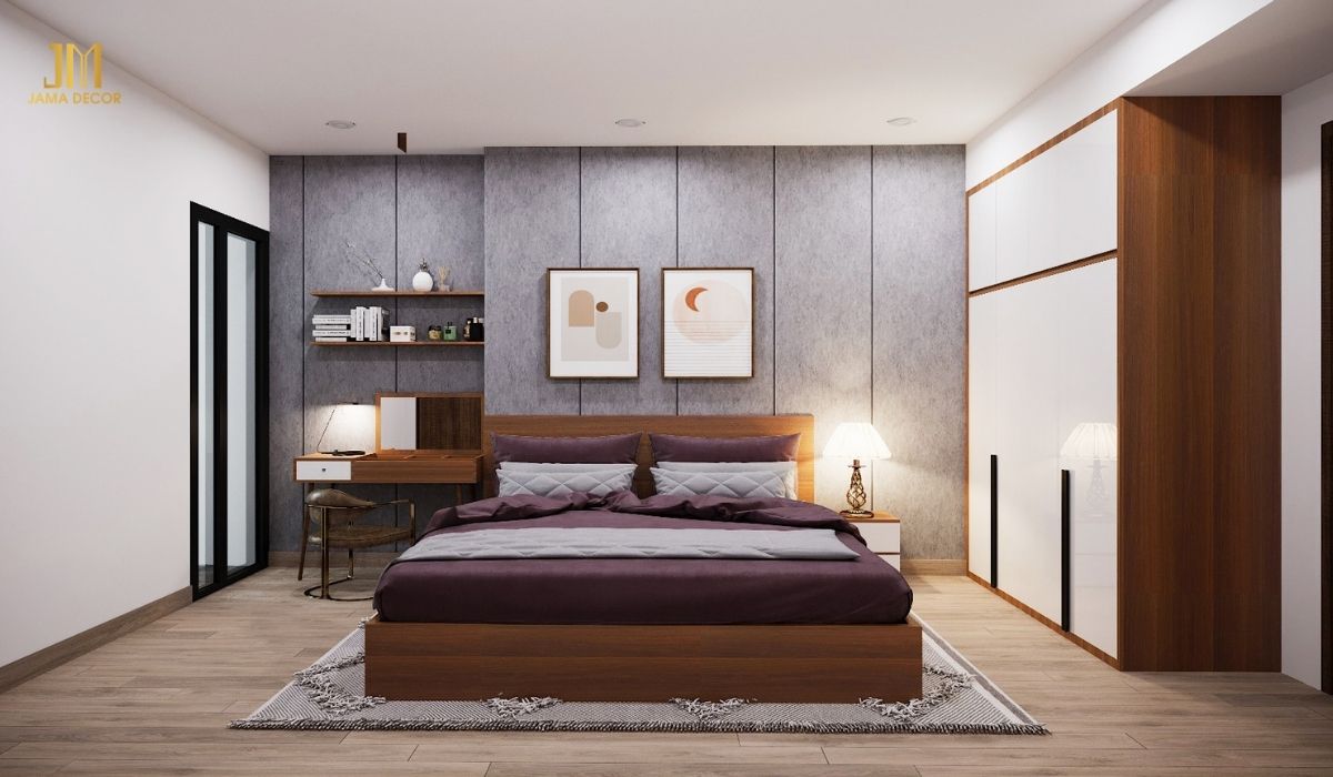 Giường, tủ quần áo và bàn làm việc là những món nội thất được ưu tiên sử dụng trong phòng ngủ tối giản