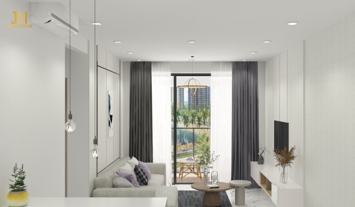 Cửa sổ lớn là một cách tuyệt vời để mang ánh sáng tự nhiên và không khí trong lành vào phòng khách