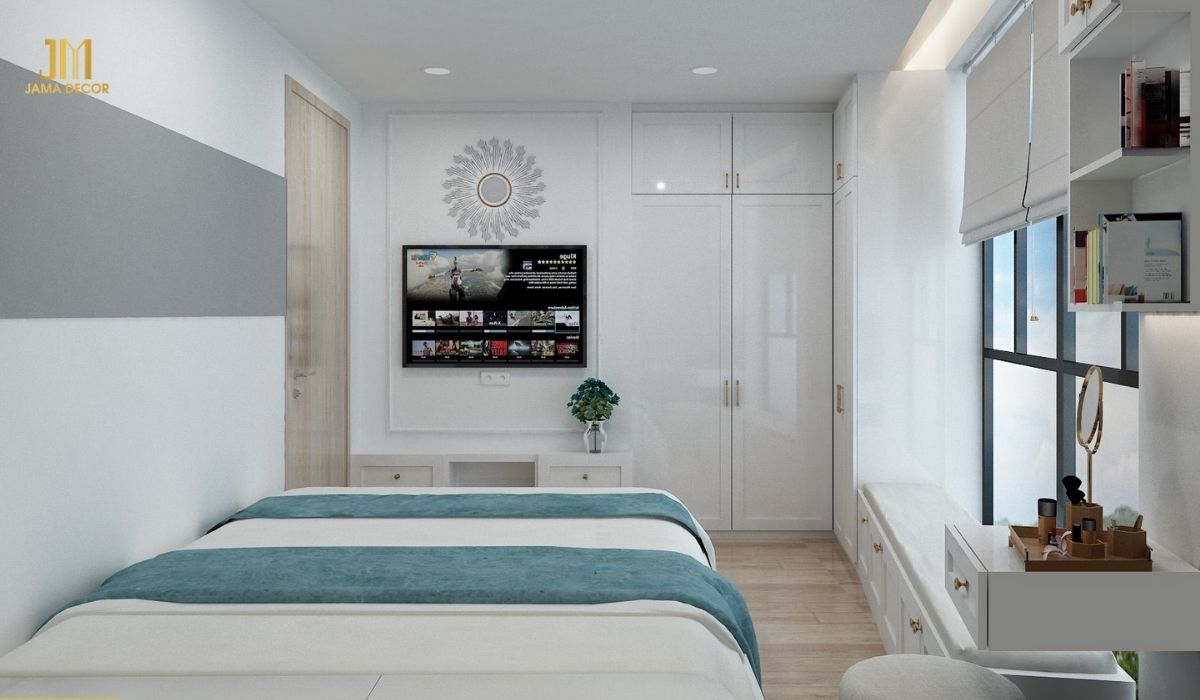 Tủ quần áo âm tường được thiết kế lồng vào tường, tận dụng tối đa những khoảng trống không sử dụng đến