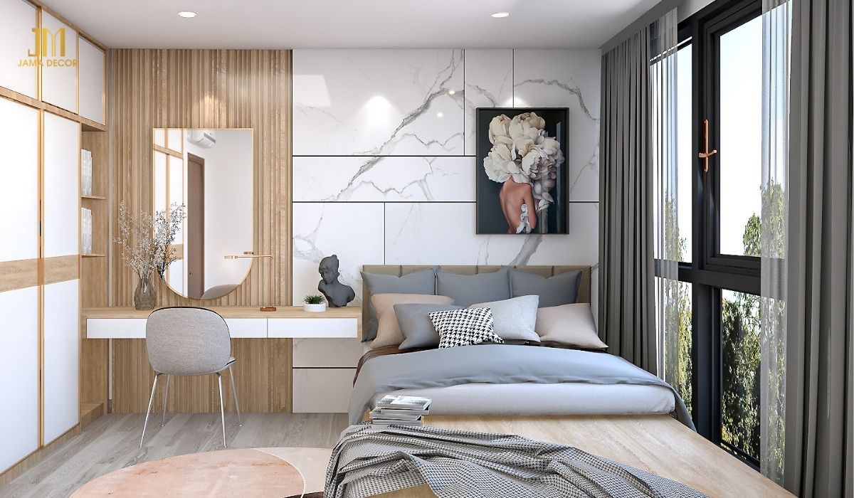 Gỗ công nghiệp rẻ hơn nhiều so với gỗ tự nhiên, giúp bạn tiết kiệm chi phí khi thiết kế phòng ngủ