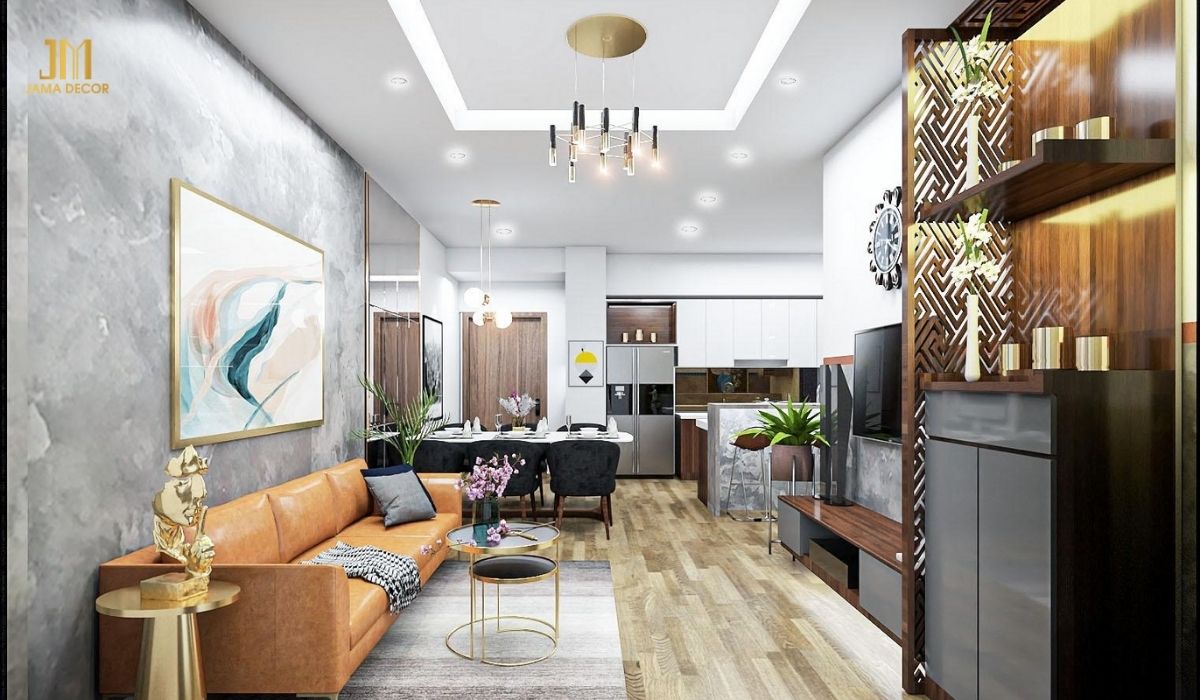 Sofa da màu cam là điểm nhấn hoàn hảo cho phòng khách, mang đến sự thu hút đầy năng lượng và cá tính