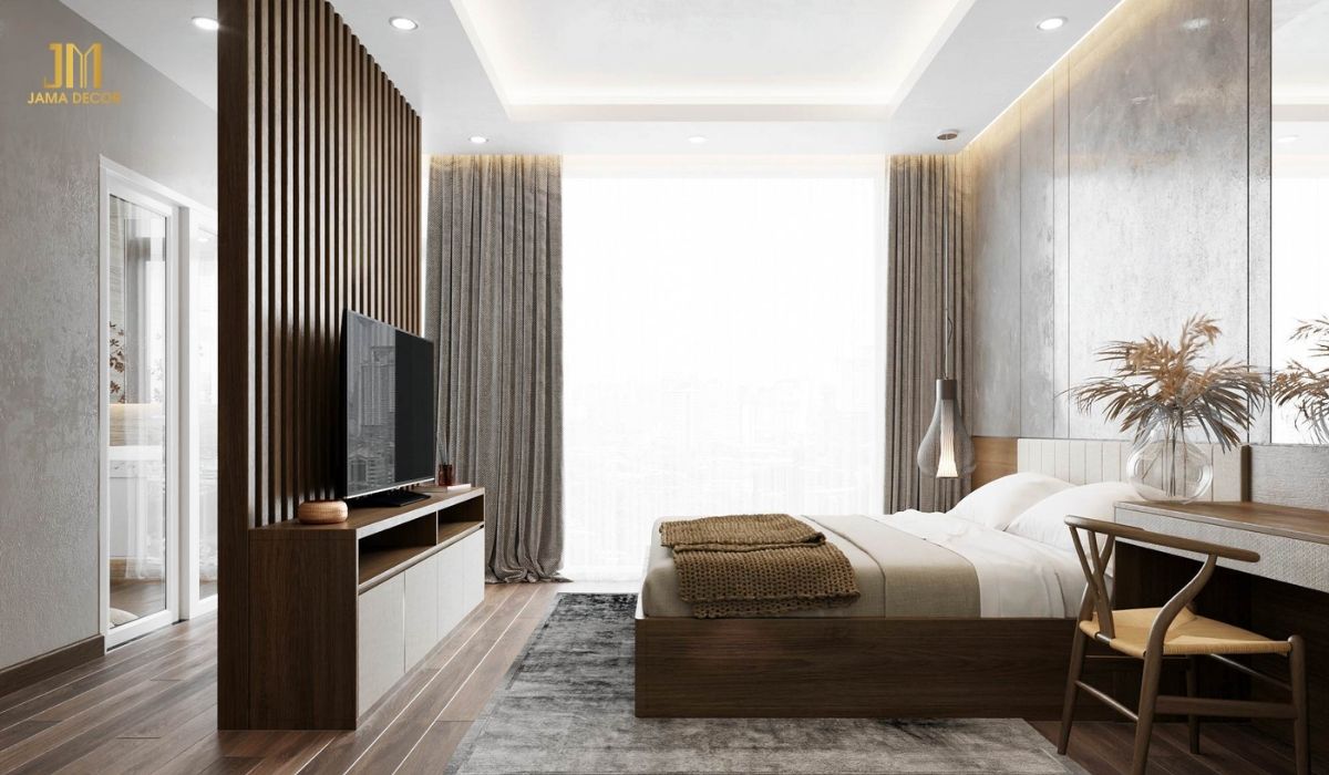 Phòng ngủ gọn gàng với đồ nội thất đơn giản