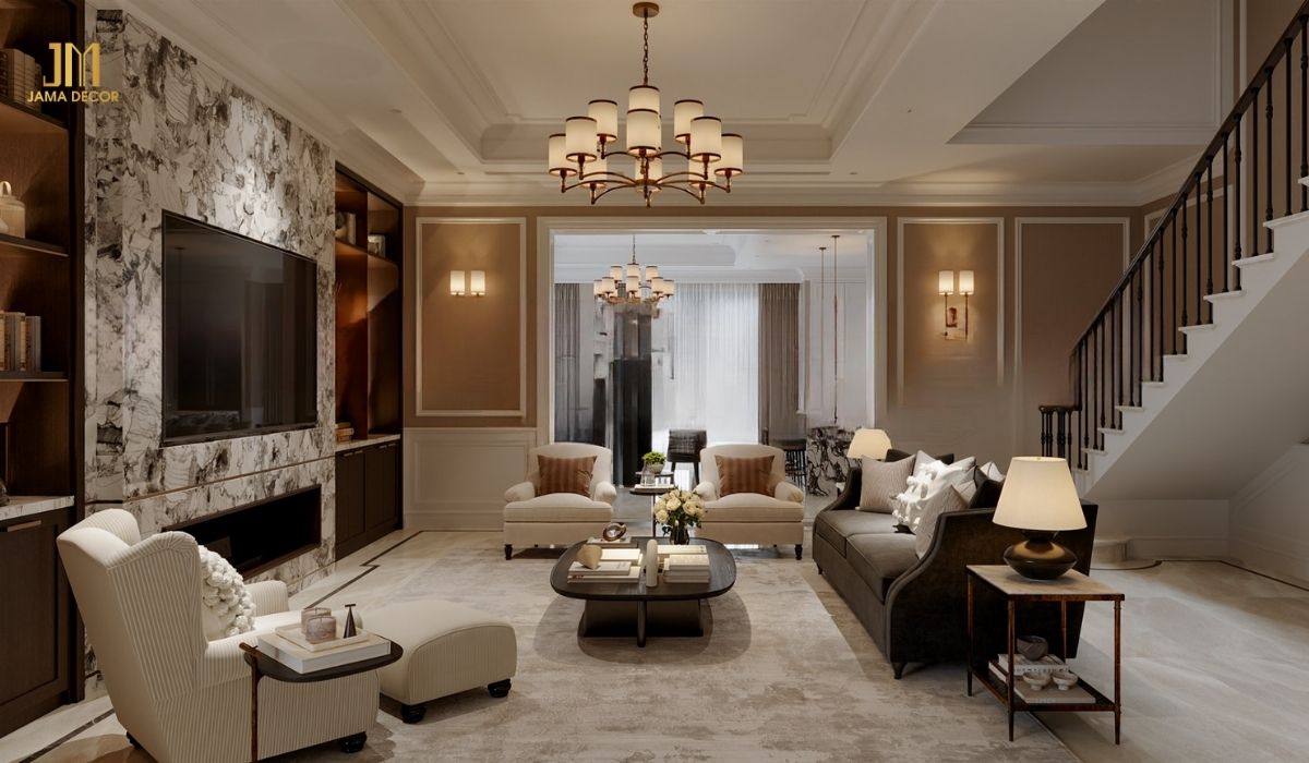 Để tiếp nhiều khách trong biệt thự, bạn cần lựa chọn một bộ sofa rộng rãi
