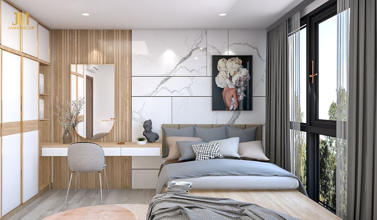 Gương soi tạo cảm giác phòng có chiều sâu và ấn tượng