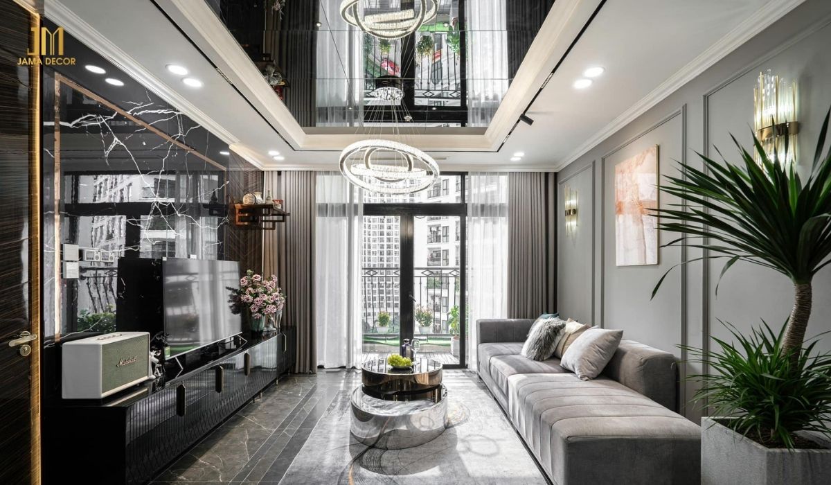 70+ Mẫu nội thất phòng khách đẹp cho mọi không gian 63 Nâng cấp không gian sống tiện nghi với nội thất sang trọng, đèn trùm tinh tế