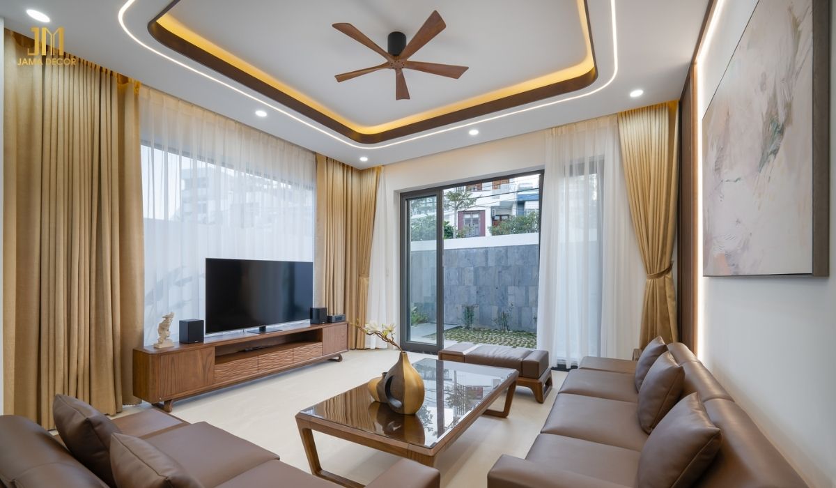 70+ Mẫu nội thất phòng khách đẹp cho mọi không gian 50 Sofa lớn màu nâu là tiêu điểm của toàn bộ không gian