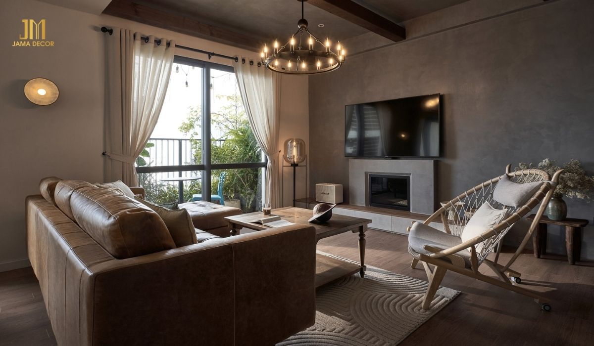 70+ Mẫu nội thất phòng khách đẹp cho mọi không gian 43 Nâu đất là gam màu trung tính nhưng không hề nhàm chán
