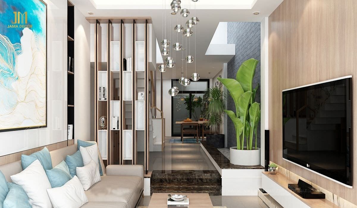 Khu vực phòng khách với cách bố trí hài hòa về mặt tổng thể