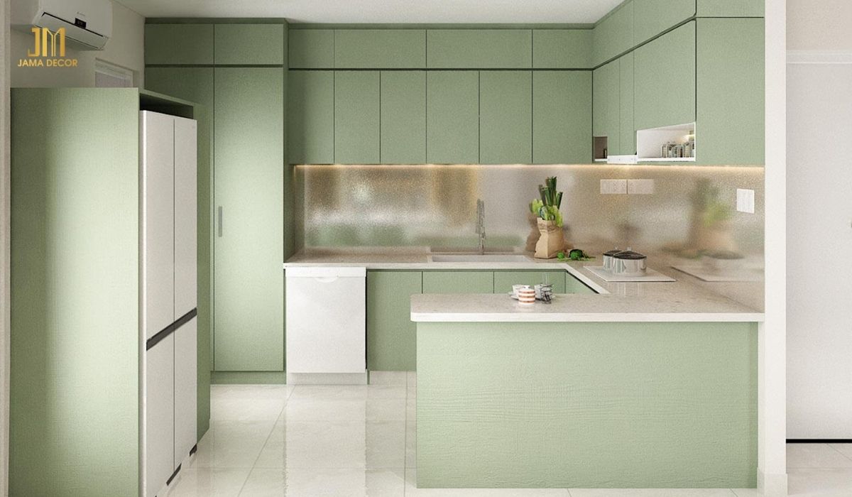 Tủ bếp kịch trần cung cấp nhiều không gian lưu trữ hơn so với tủ bếp thông thường, giúp bạn cất giữ được nhiều đồ đạc hơn