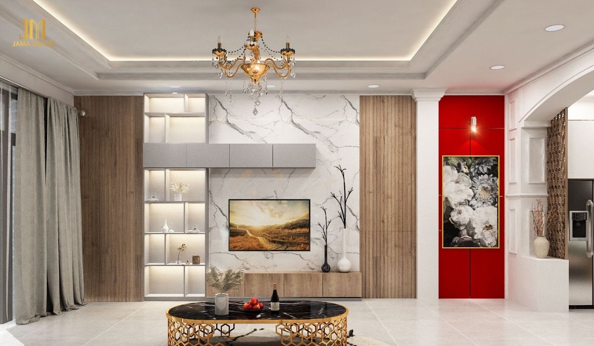 Trang trí không gian phòng khách thông qua kết hợp đa màu sắc