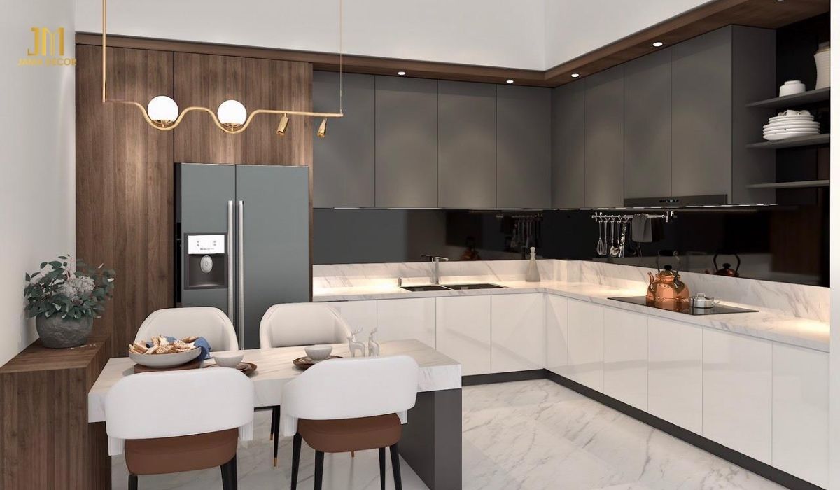 Nội thất bếp được bố trí hợp lý giúp cho việc nấu nướng trở nên dễ dàng hơn