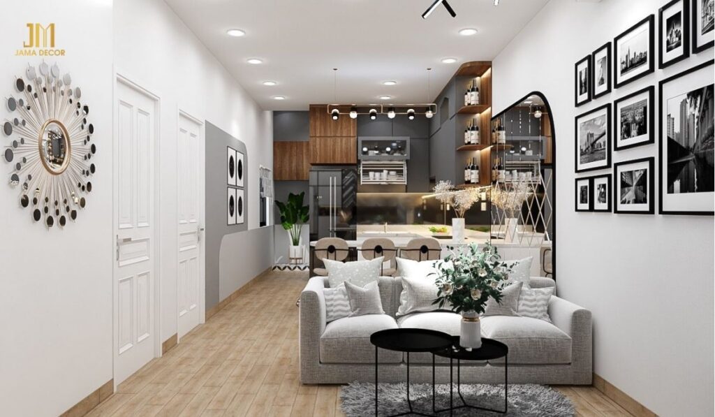 Gam màu trắng làm chủ đạo tạo cảm giác sang trọng và tinh tế khi trang trí nội thất nhà phố đẹp