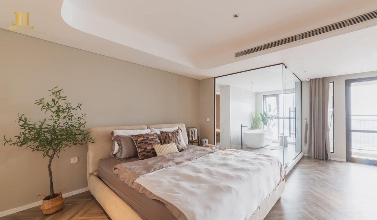 Nếu có đủ không gian, bạn có thể thiết kế một phòng tắm lớn với bồn tắm, vòi hoa sen và bồn rửa mặt