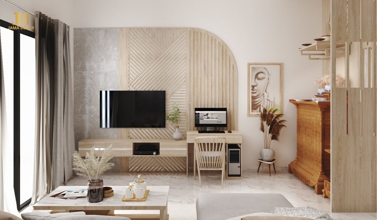 Phòng khách kết hợp luôn khu vực thờ cúng