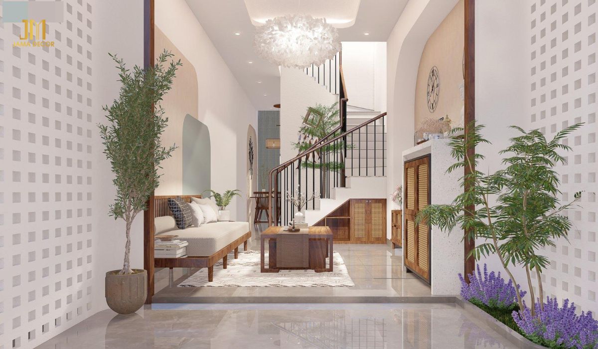 Ánh sáng tự nhiên giúp không gian trở nên sáng sủa và tràn đầy sức sống. Bạn nên lắp đặt cửa kính, giếng trời,... để tận dụng tối đa ánh sáng tự nhiên