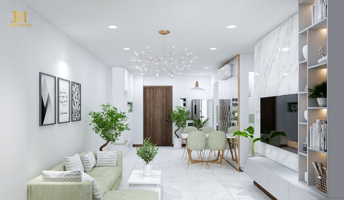 Trắng là tone màu chủ đạo giúp không gian trở nên sang trọng, hiện đại, tràn đầy nét tinh tế