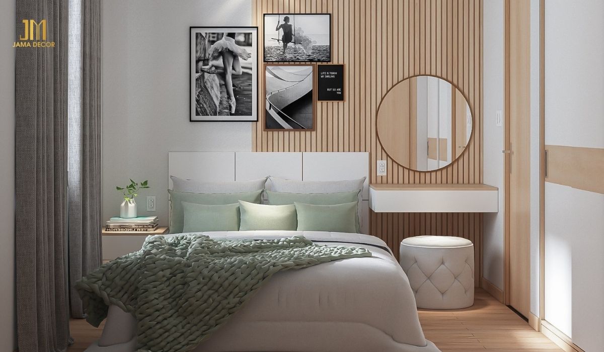 Tuy nhỏ nhưng phòng ngủ vẫn tràn ngập sự ấm cúng và hiện đại