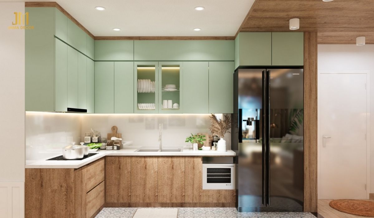 Hệ tủ chữ L tiện lợi không tốn quá nhiều diện tích trong không gian