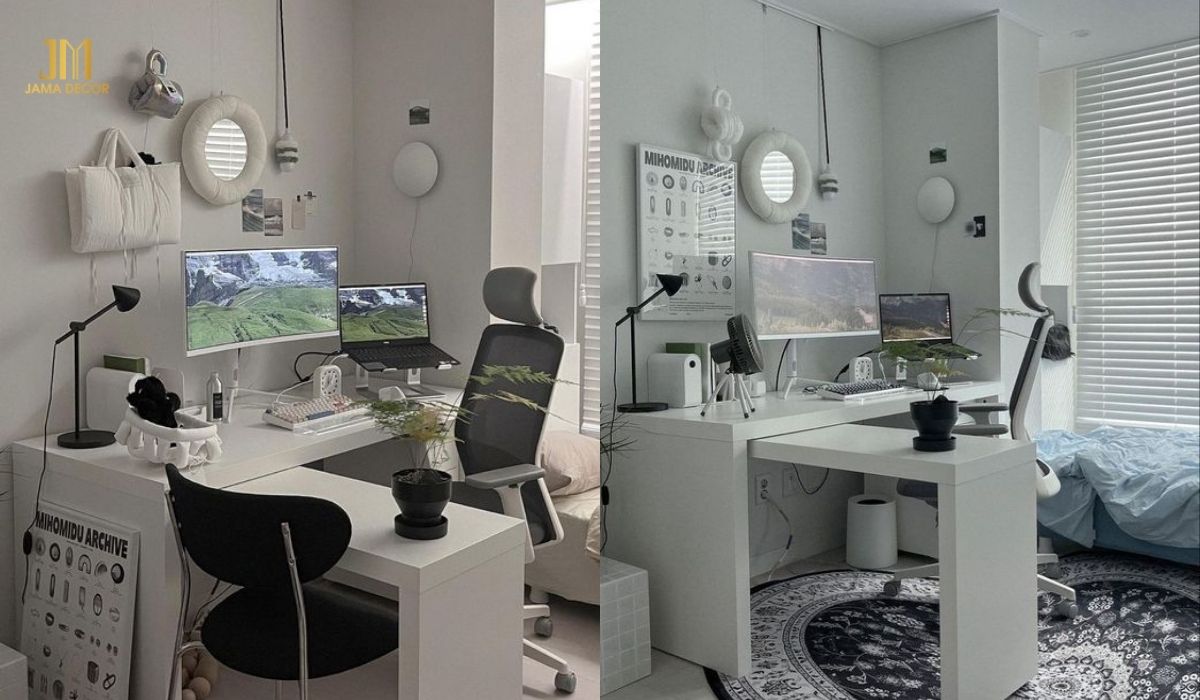 Thiết kế hiện đại, sử dụng tone màu trắng làm chủ đạo là đặc trưng của mẫu bàn thông minh