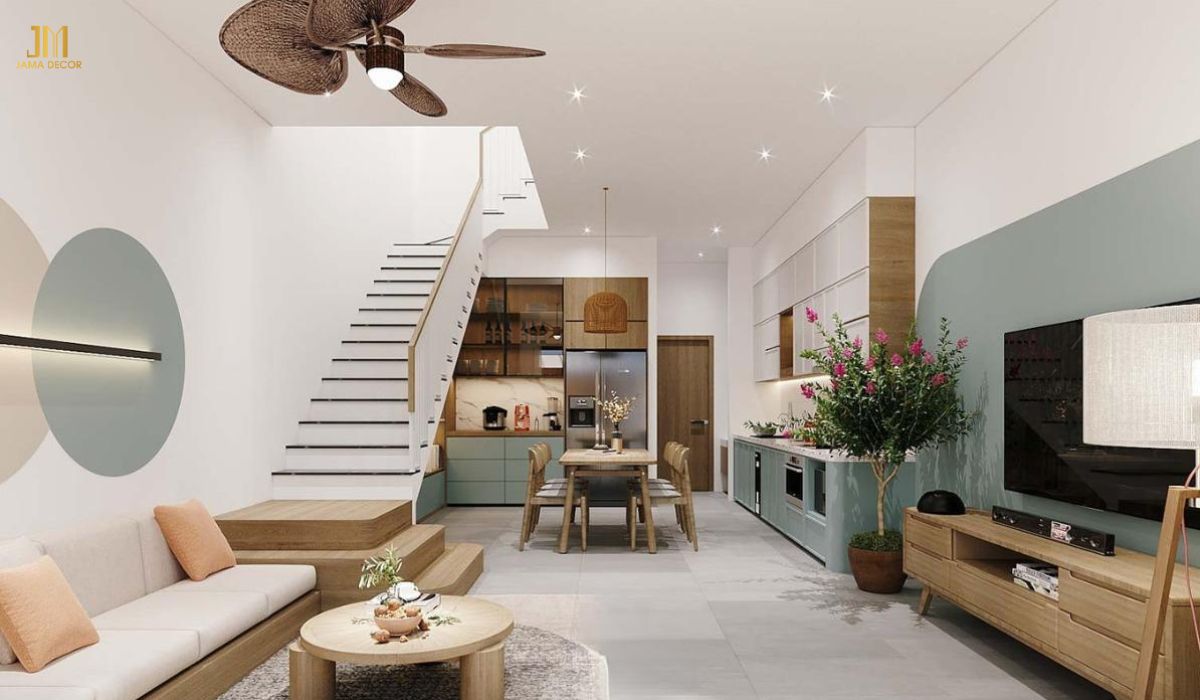 Nội thất gỗ công nghiệp mang đến cho không gian phòng khách vẻ đẹp trẻ trung, năng động và hiện đại