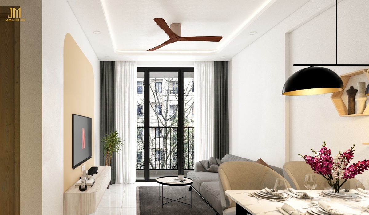 Nội thất phòng khách hiện đại là một điểm nhấn ấn tượng, giúp không gian trở nên thu hút hơn