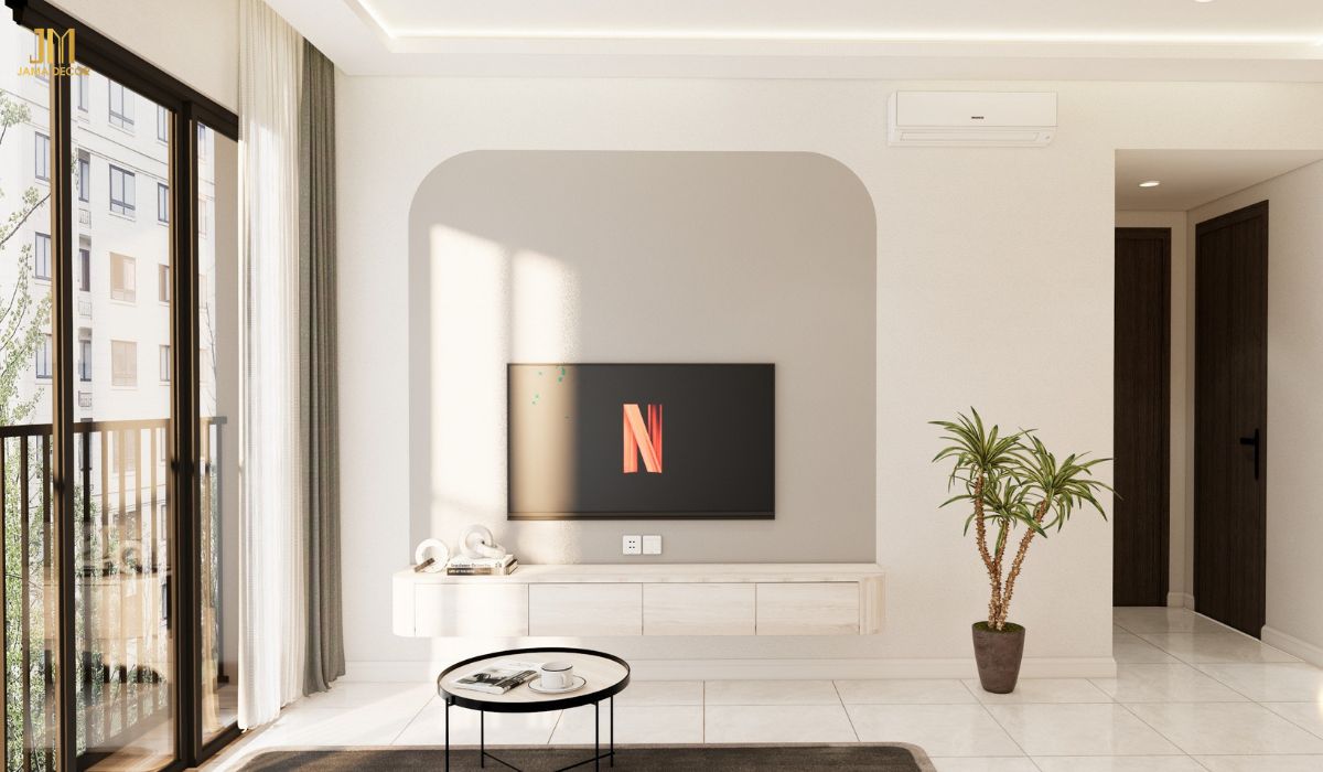 Phòng khách chung cư luôn ưu tiên sự đơn giản và nhỏ gọn