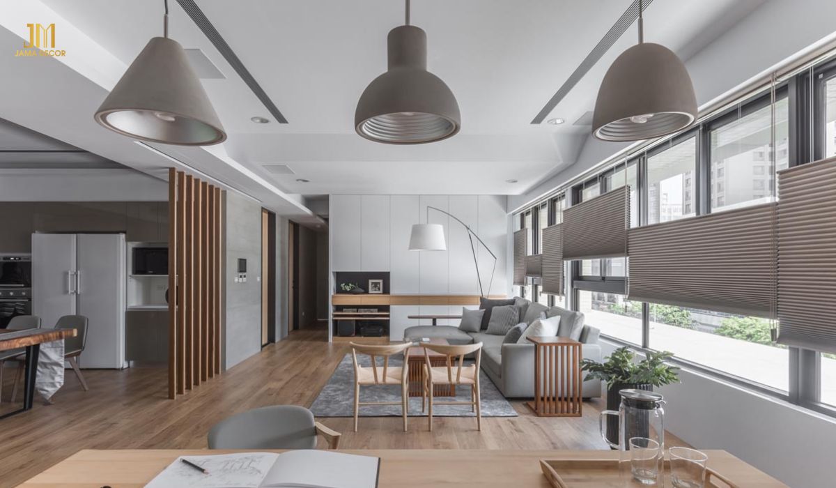 Vách ngăn được sử dụng để phân chia khu vực bếp và phòng khách riêng biệt cũng là lựa chọn thông minh dành cho bạn