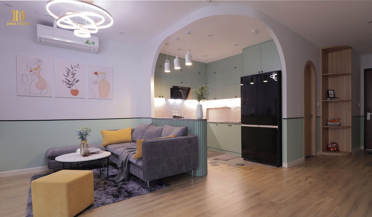 Thiết kế phòng khách liền bếp theo phong cách Scandinavia độc đáo, tạo nên sự khác biệt