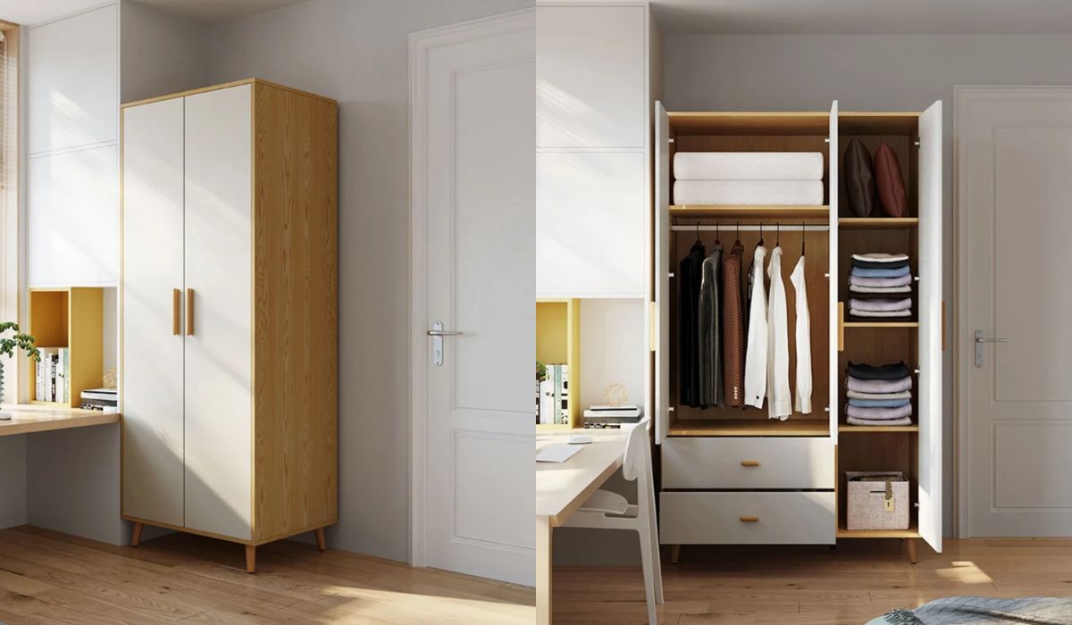 30+ mẫu tủ quần áo giá rẻ, đẹp, chất lượng bạn nên sở hữu 26 Tủ quần áo 2 cánh nhỏ giúp bạn tiết kiệm được kha khá diện tích trong phòng