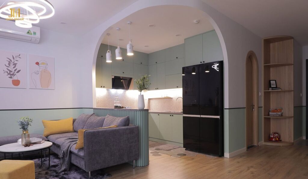 Mẫu thiết kế nội thất phòng bếp đẹp và đầy ấn tượng với thiết kế hình vòm tròn