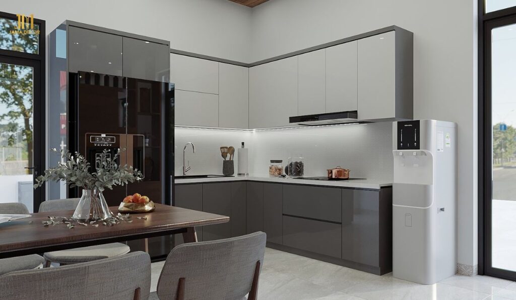 Sự hiện đại và tinh tế là những ưu điểm mà thiết kế nội thất nhà bếp chữ L mang lại cho bạn
