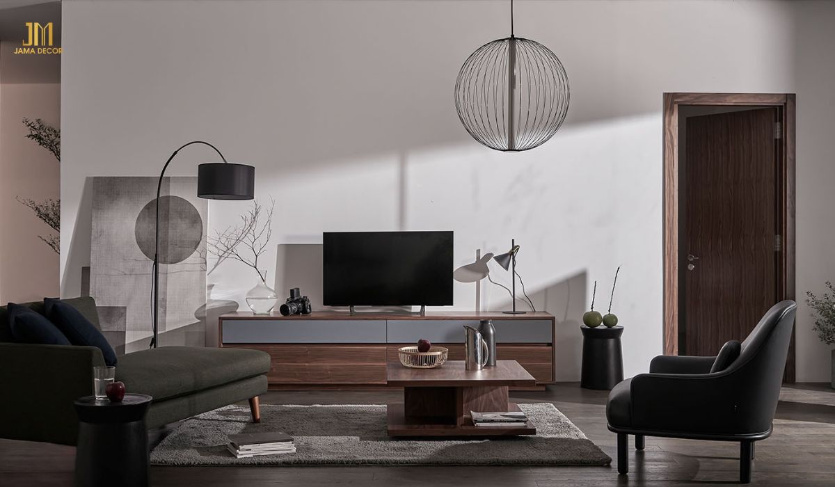 Phòng khách hiện đại với sofa da và nệm là một trong những xu hướng thiết kế nội thất được ưa chuộng nhất hiện nay