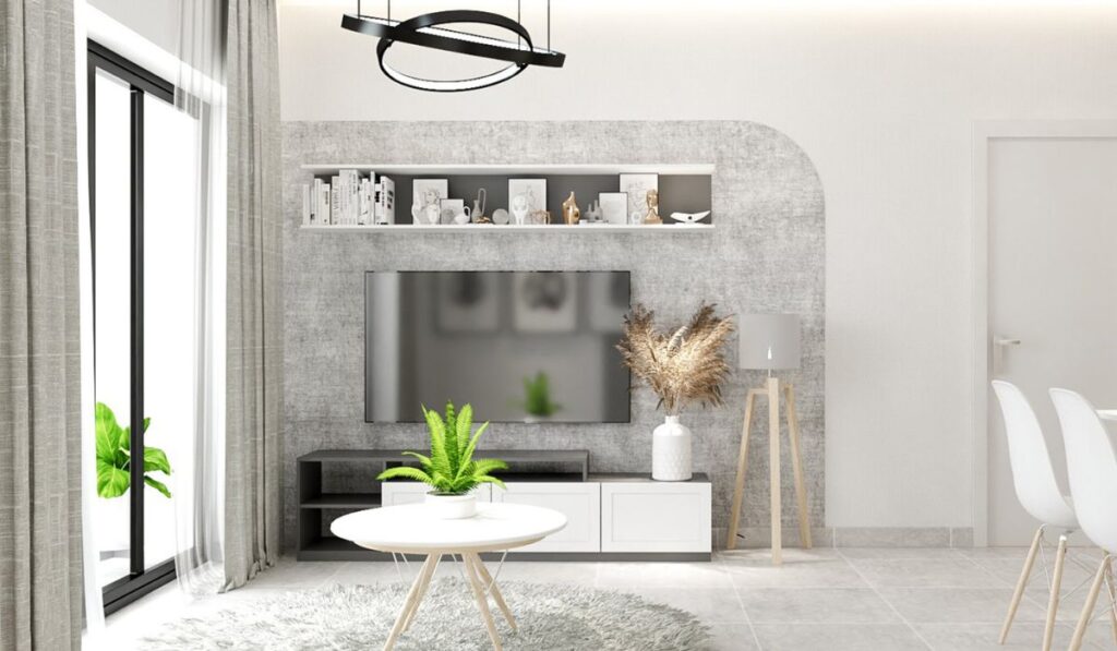 5 quy tắc phối màu nội thất phòng khách đẹp sang 19 Trắng và xám trắng là 2 màu sắc tương đồng mang lại sự hài hòa trong thiết kế