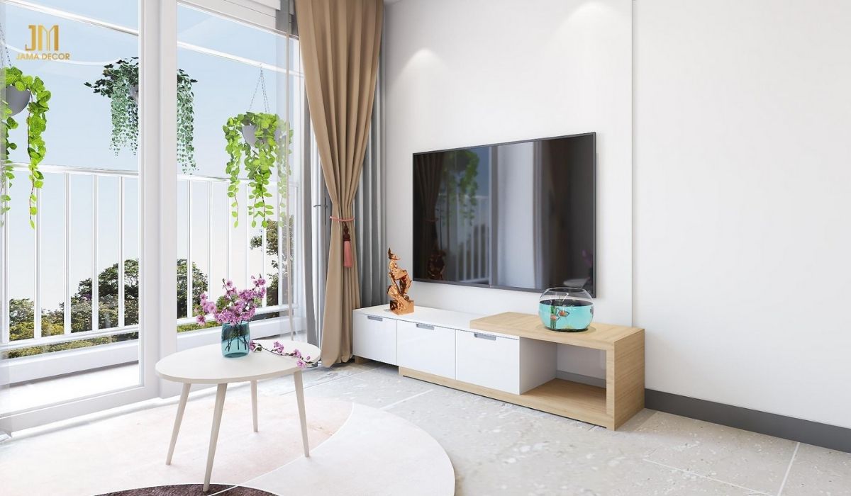 Thiết kế phòng khách với ban công mở cực rộng đón nắng, đón gió cực thoáng