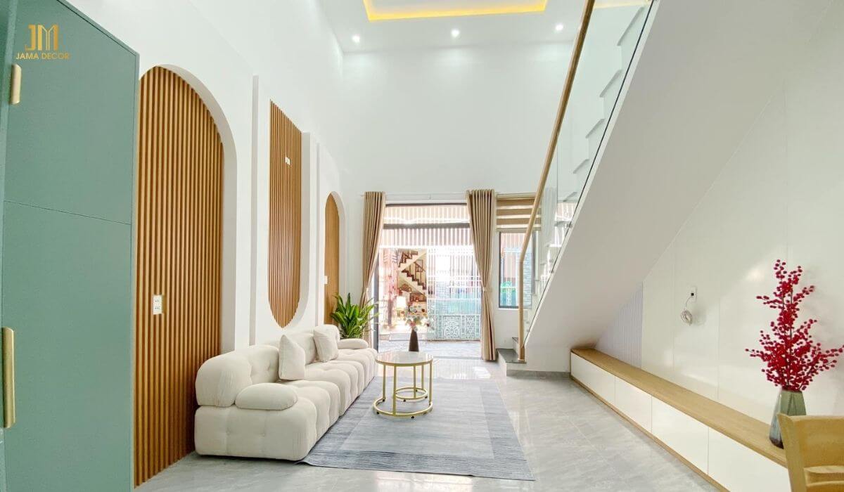 Phòng khách tuy đơn giản nhưng lại chứa đầy nét hiện đại, tinh tế, thu hút ngay từ cái nhìn đầu tiên