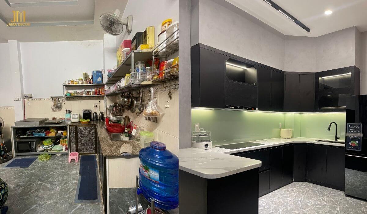 Không gian bếp hiện đại và tiện nghi được cải tạo bởi JAMA 
