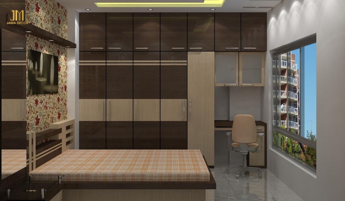 Phòng ngủ nhỏ trở hiện đại và đẹp với tủ quần áo kịch trần âm tường