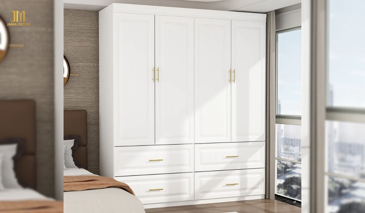 Tủ quần áo kịch trần giúp tận dụng tối đa chiều cao của căn phòng 