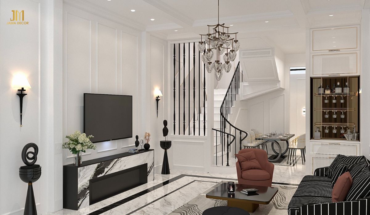 Mẫu cải tạo nội thất phòng khách sang trọng