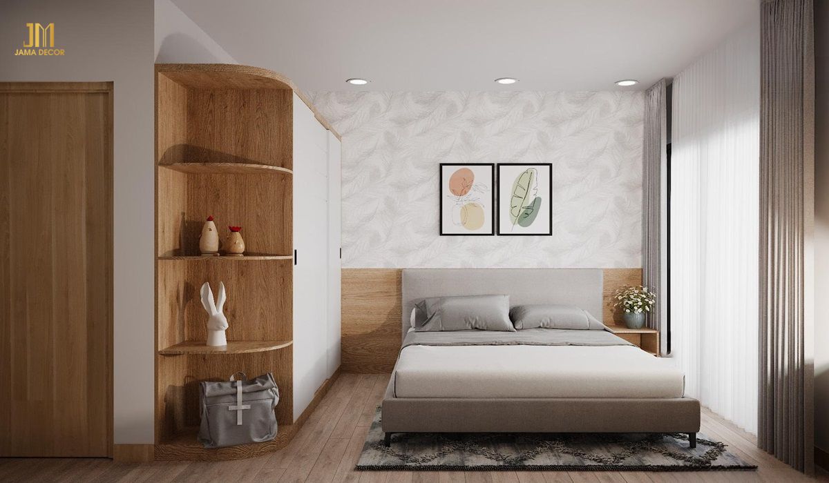 Tuy nội thất phòng ngủ đơn giản nhưng vẫn đáp ứng đầy đủ công năng sử dụng