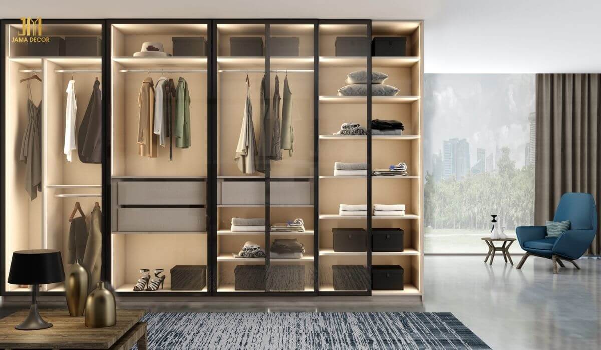 Tủ quần áo cánh kính giúp tạo cảm giác không gian mở rộng