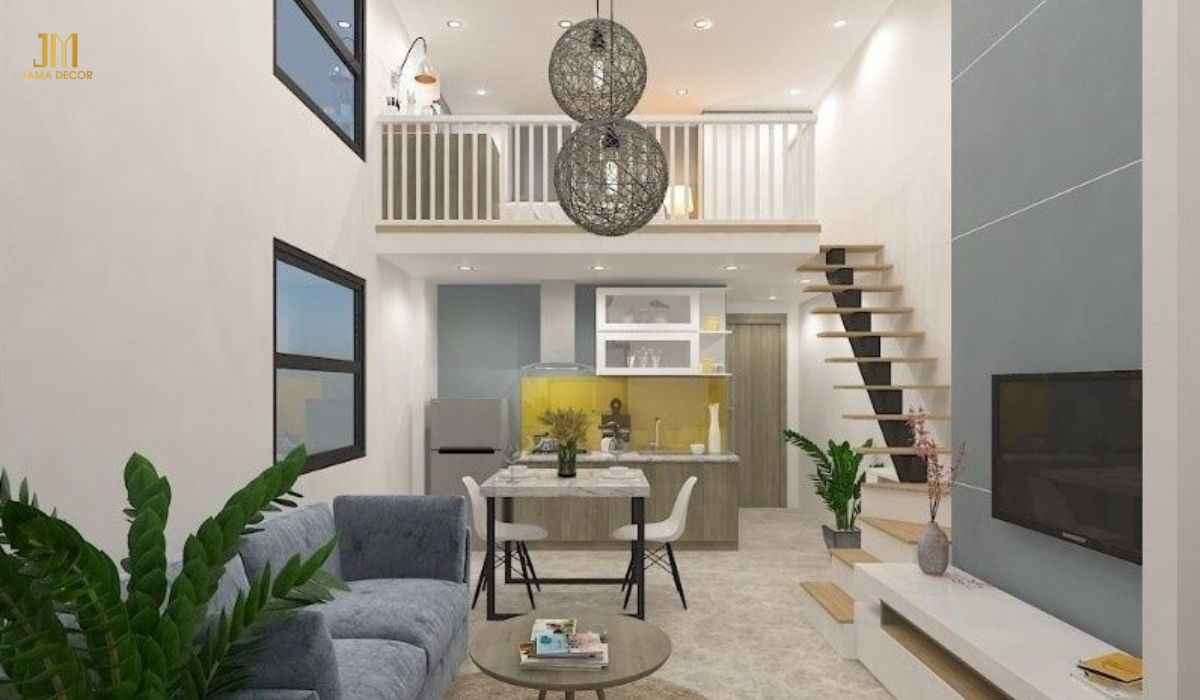 Mẫu thiết kế nôi thất nhà cấp 4 có gác lửng ấm cúng