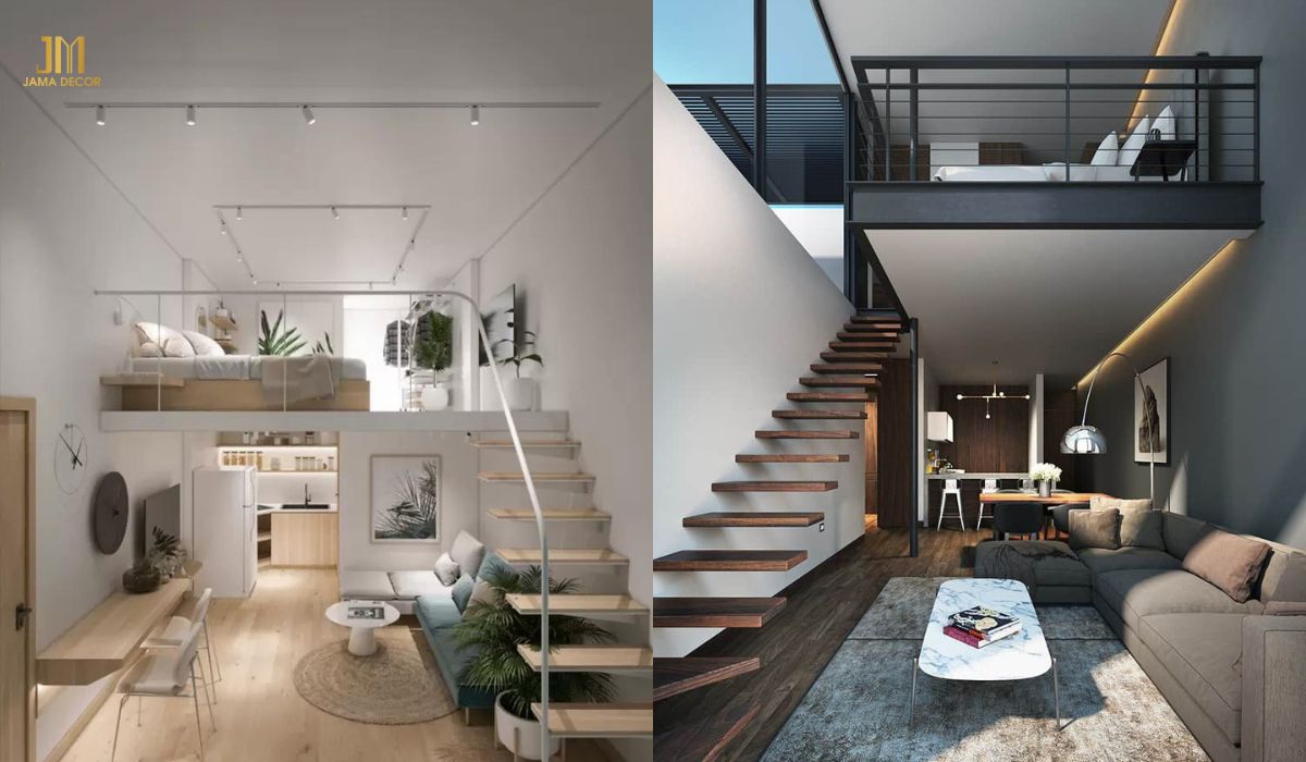 Mẫu cải tạo nhà cấp 4 thành thang lửng kiểu bắt vào tường hiện đại